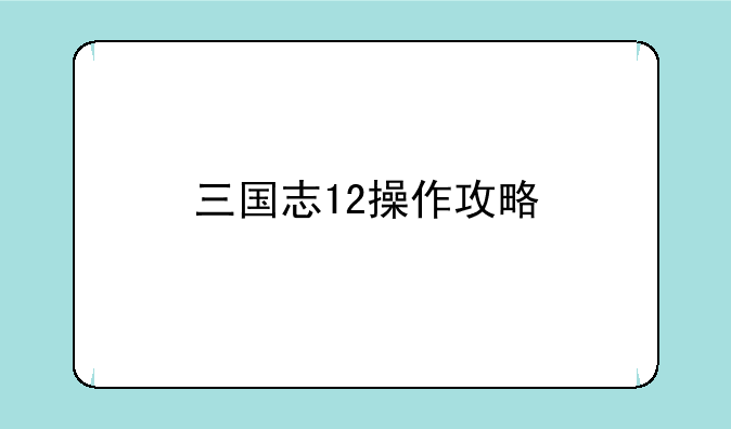 三国志12操作攻略