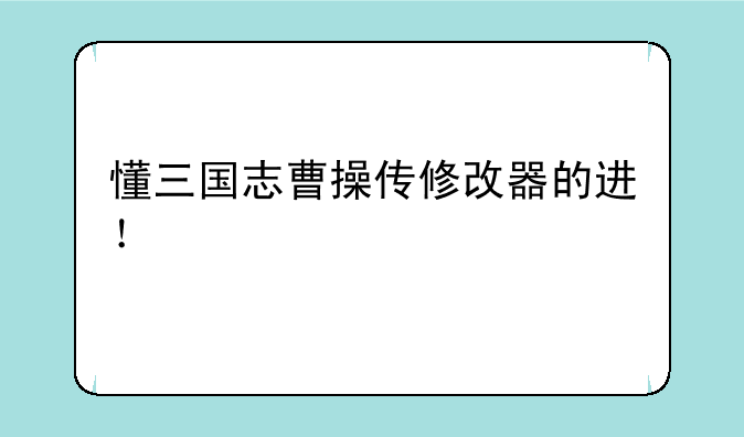 懂三国志曹操传修改器的进！