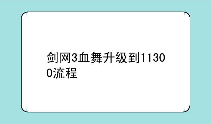 剑网3血舞升级到11300流程