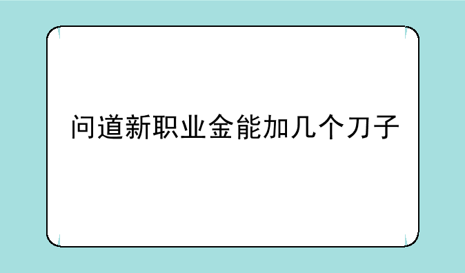 问道新职业金能加几个刀子