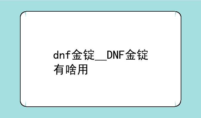 dnf金锭__DNF金锭有啥用
