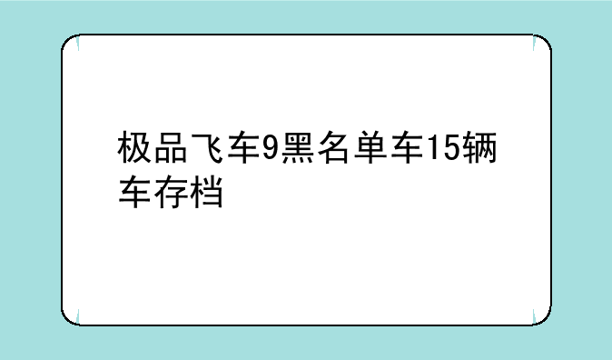 极品飞车9黑名单车15辆车存档