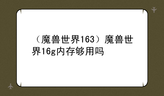 （魔兽世界163）魔兽世界16g内存够用吗